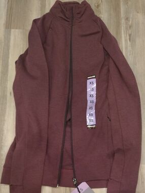 Kirkland Signature Women's Burgundy Full-Zip Bomber Jacket